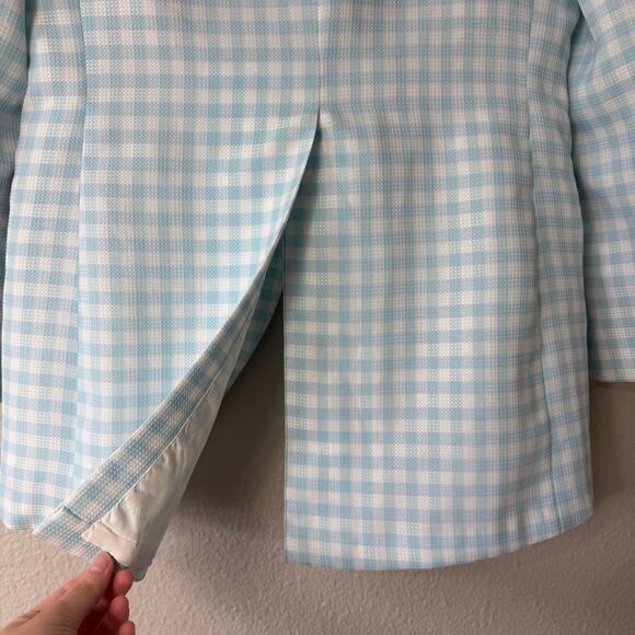Vintage 60s Men's Blue Gingham Checkered Blazer with Bow Tie Size 38 Short - Picture 5 of 10